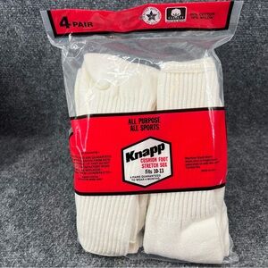 Vintage Knapp Cushion Foot Stretch White Socks Size 10-13 Men’s 4 Pair New USA